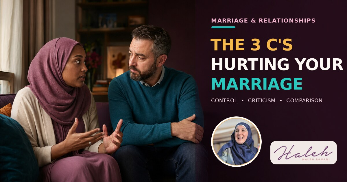 The 3 C’s Hurting Your Marriage | Haleh Banani Haleh Banani explains how control, criticism, and comparison can hurt a marriage.